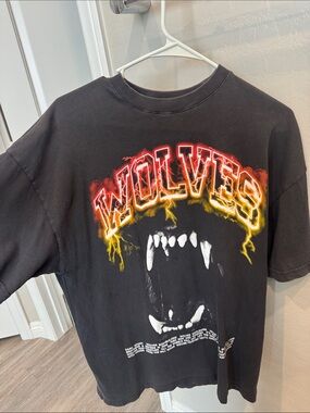 Darc Sport Black 'Wolves' Graphic Tee with Red and Yellow Lightning